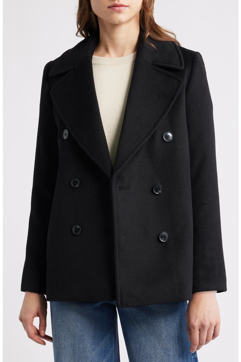 Wool Double Breasted Jacket, Alternate, color, BLACK