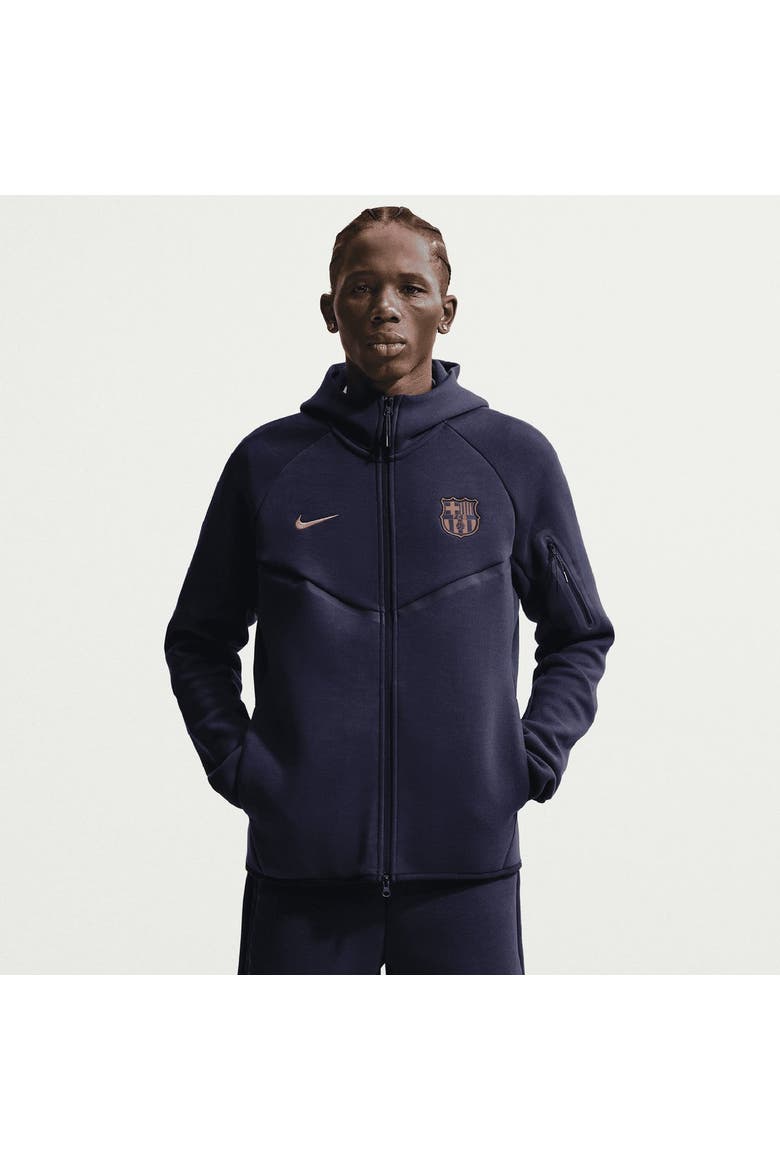 Men's Nike Navy Barcelona Tech Fleece Windrunner Raglan Full-Zip Hoodie, Main, color, Navy