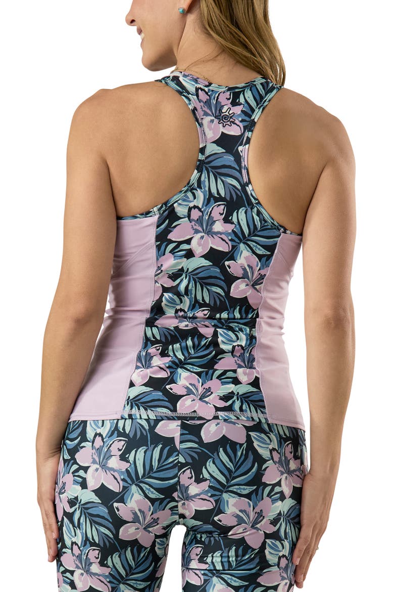 Racerback Swim Tank, Alternate, color, Black Bloom