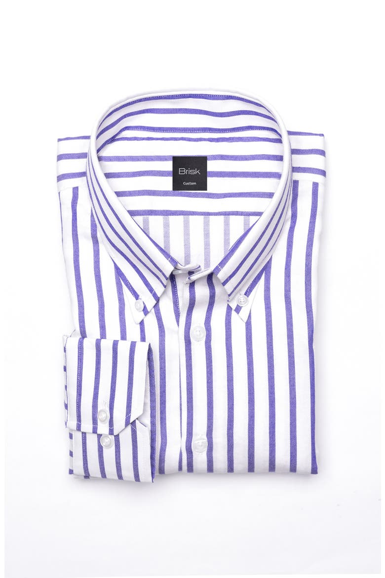 Purple Wide Stripes Pima Cotton Dress Shirt, Main, color, Purple Button Down Collar
