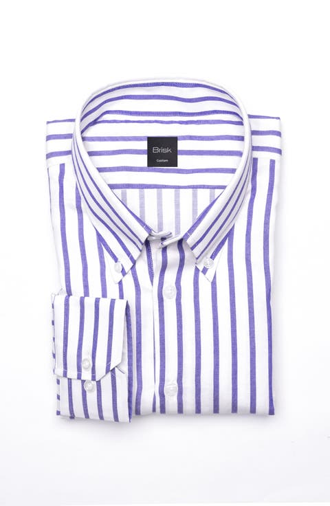 Purple Wide Stripes Pima Cotton Dress Shirt
