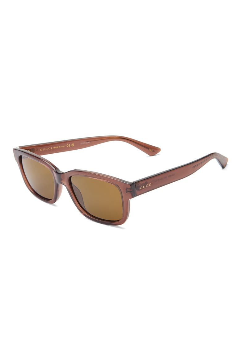 56mm Rectangular Sunglasses, Alternate, color, BROWN BROWN BROWN