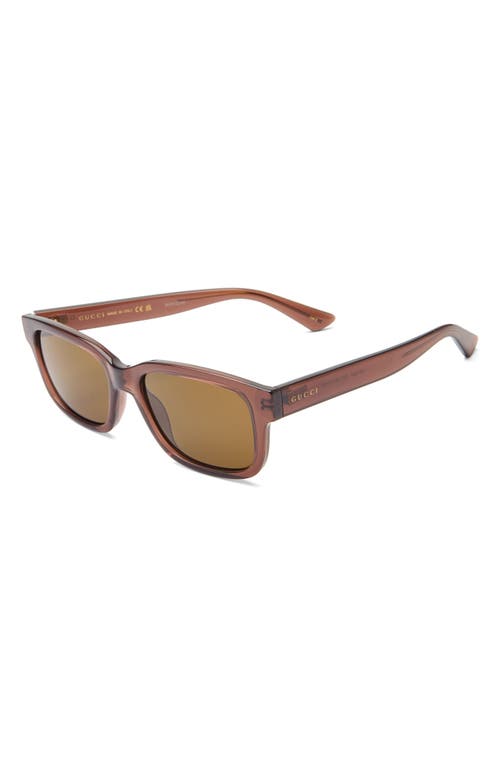 Gucci 56mm Rectangular Sunglasses In Brown Brown Brown