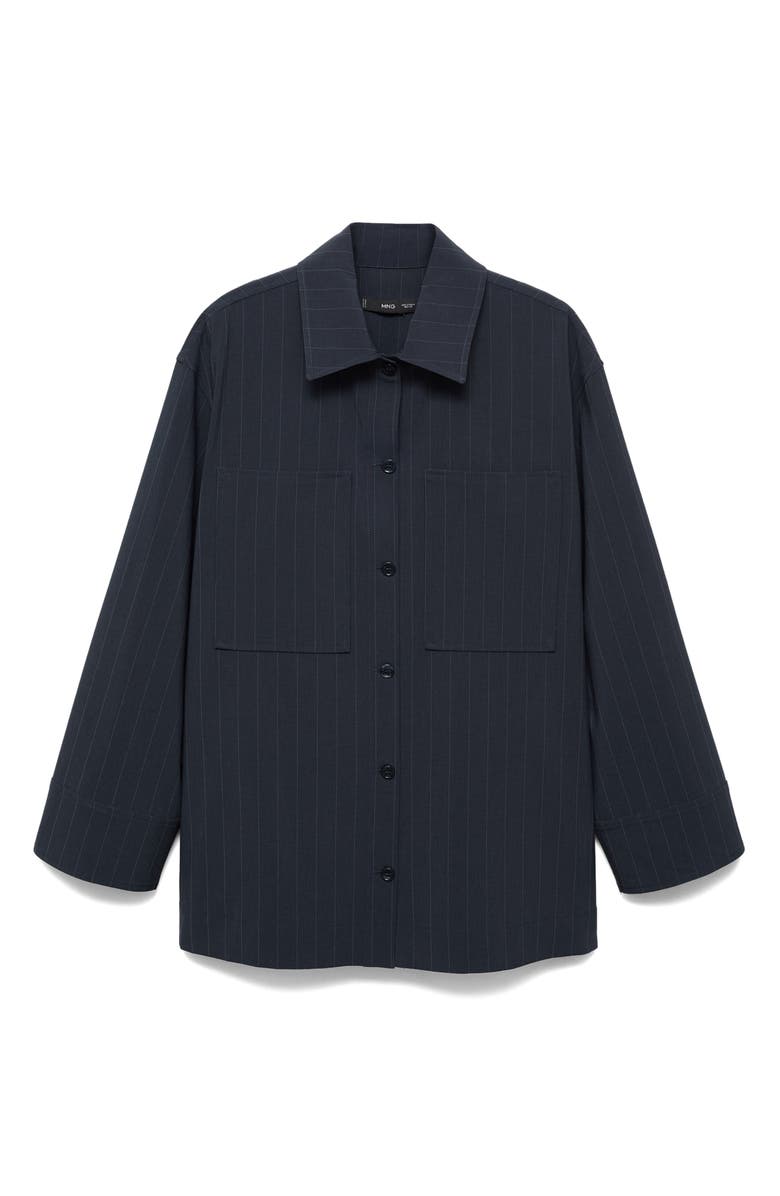 MANGO Pinstripe Oversize Button-Up Shirt, Alternate, color, 