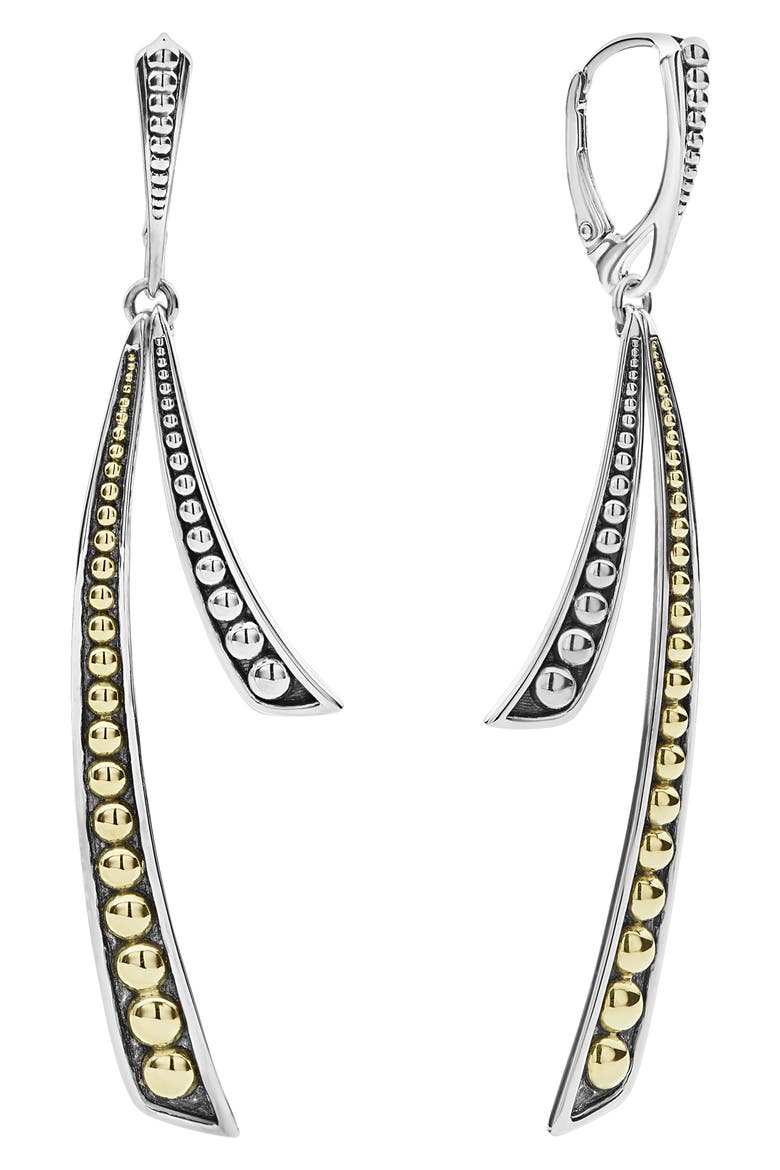 Signature Caviar Curved Drop Earrings, Alternate, color, SILVER/ GOLD