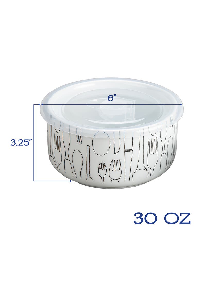 Set of 4 Large Storage Bowl with Lid, Alternate, color, WHITE