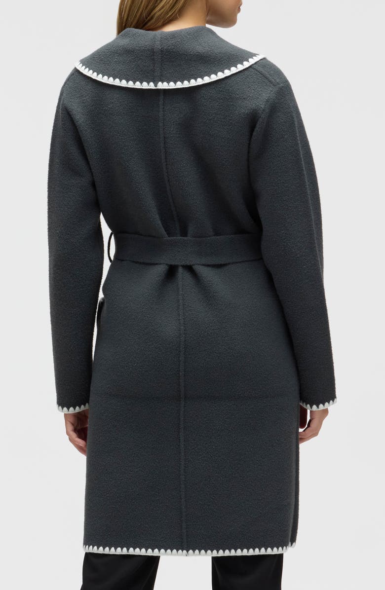 NVLT Belted Wrap Sweater Coat, Alternate, color, Charcoal Ivory