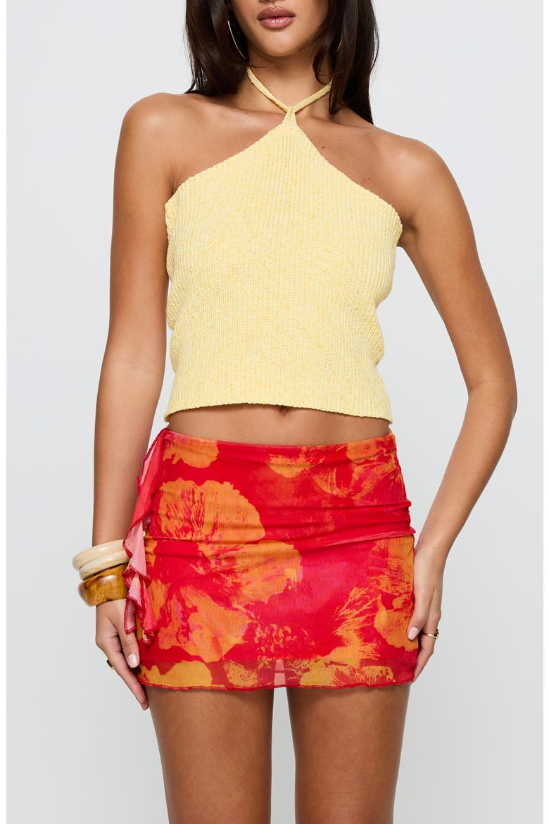 Liloha Floral Mesh Miniskirt, Main, color, ORANGE MULTI
