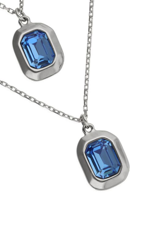 Unode50 Double-layer Silver-tone Necklace With Blue Crystals In Silver