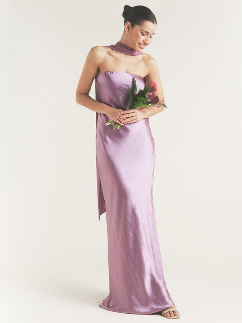 Six Stories Bandeau Satin Bridesmaid Dress In Purple
