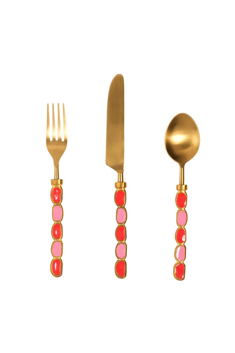 Rampur Steel Cutlery Set Maximalist Set of 3, Main, color, Gold