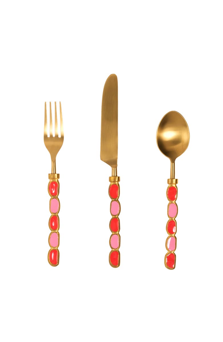 Zsa Zsa Zsu Rampur Steel Cutlery Set Maximalist Set of 3, Main, color, Gold