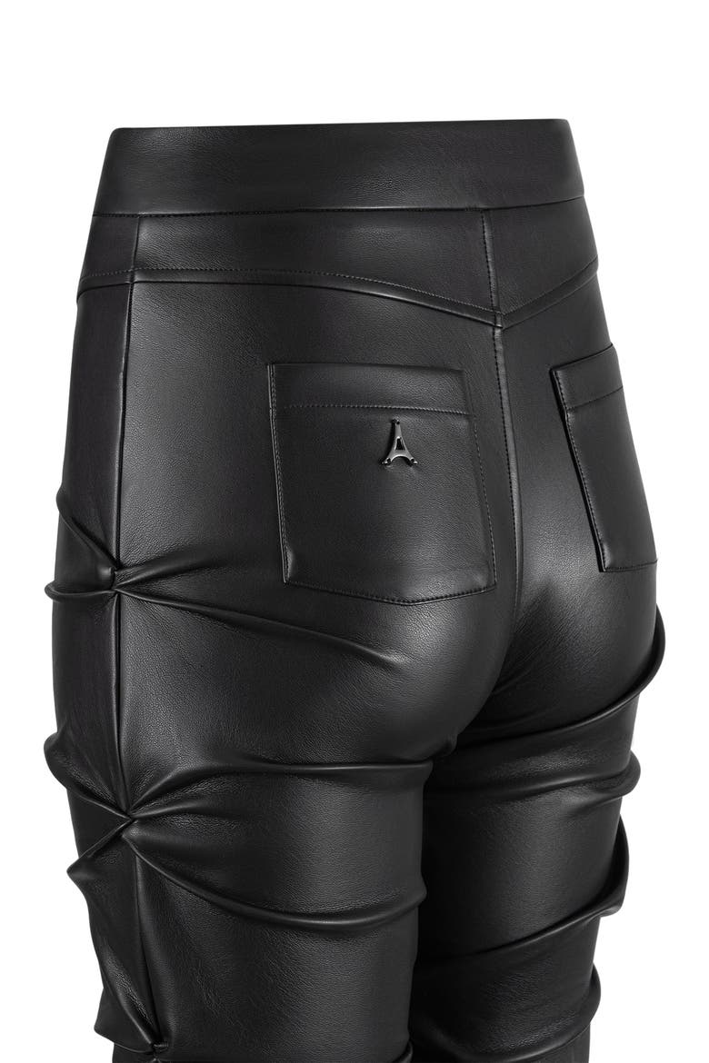 Caroline Tacked Leather Flared Trousers, Alternate, color, Black