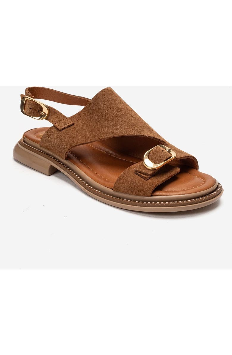 Forever & Always Shoes Cruel Leather Sandal, Alternate, color, Cognac Suede