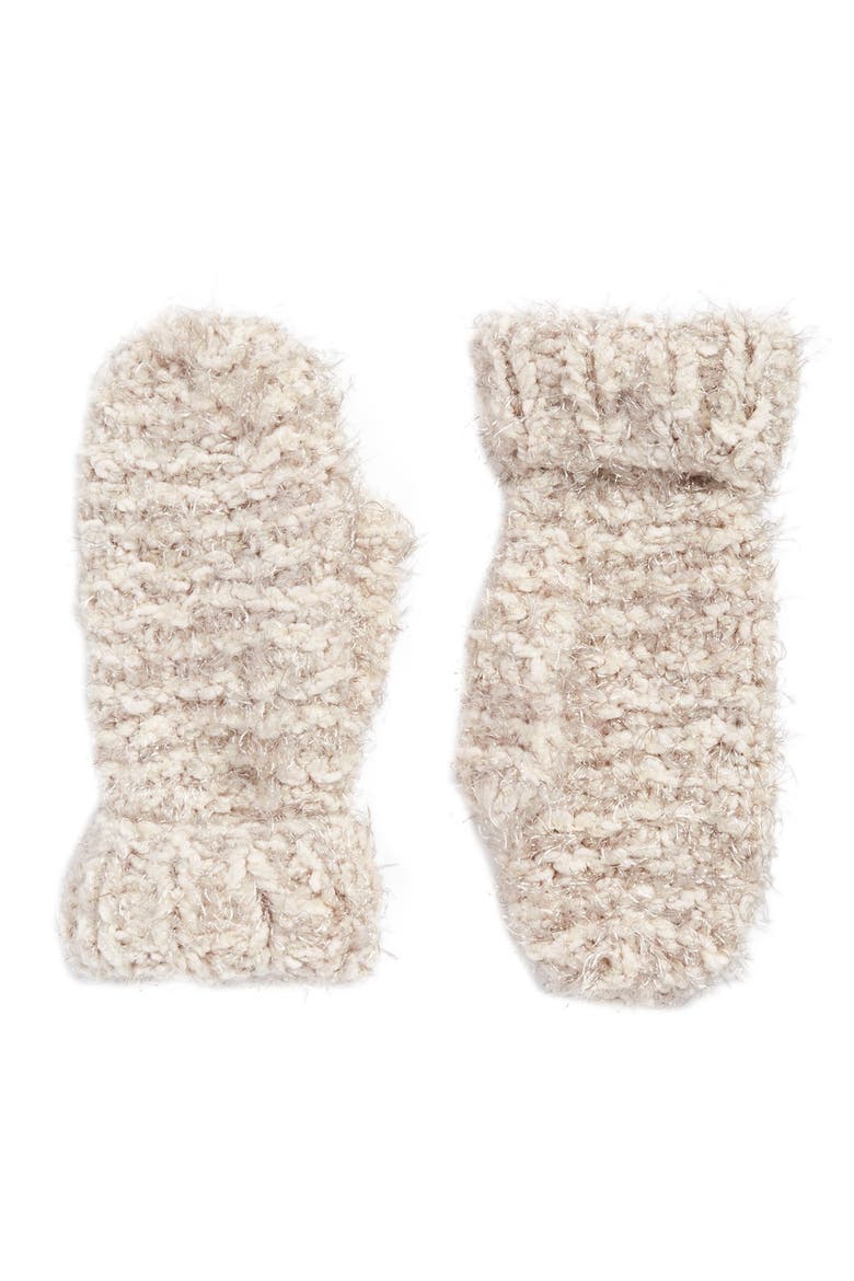 Popcorn Knit Mittens, Main, color, CHOCOLATE