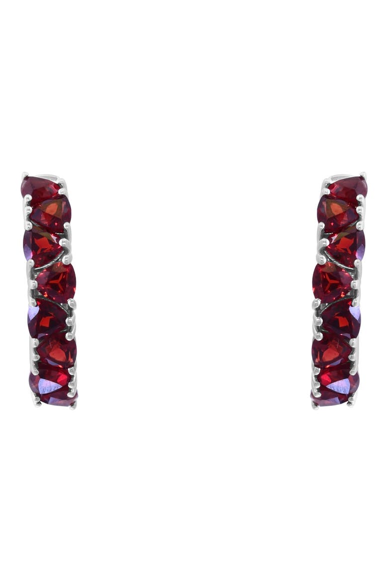 Sterling Silver Garnet Huggie Hoop Earrings, Alternate, color, RED