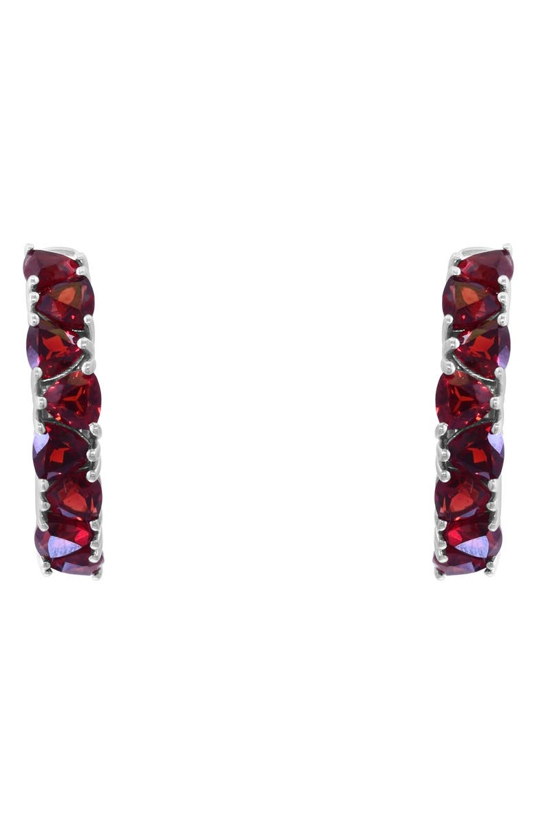 EFFY Sterling Silver Garnet Huggie Hoop Earrings, Alternate, color, 