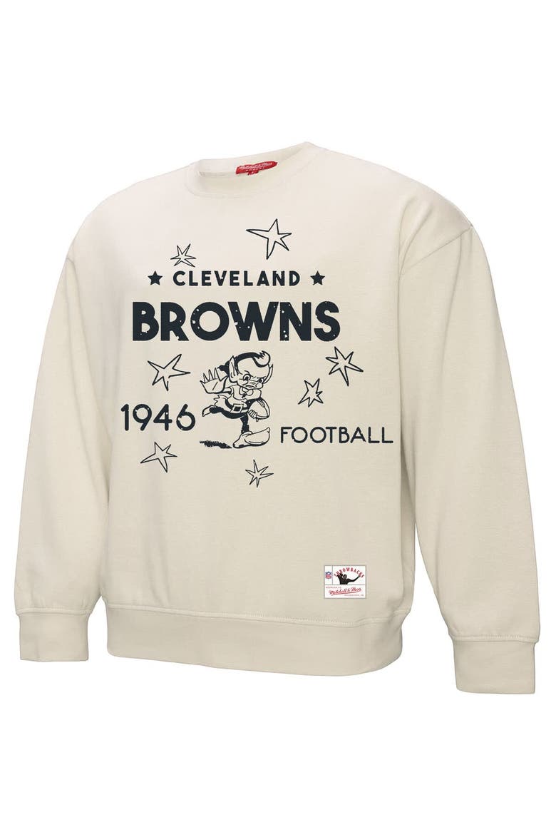 Women's Mitchell & Ness Cream Cleveland Browns Shooting Stars Pullover Sweatshirt, Alternate, color, Cream
