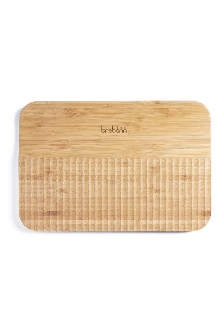 Wave Pattern Chop & Slide Small Bamboo Chopping Board, Main, color, BLUE