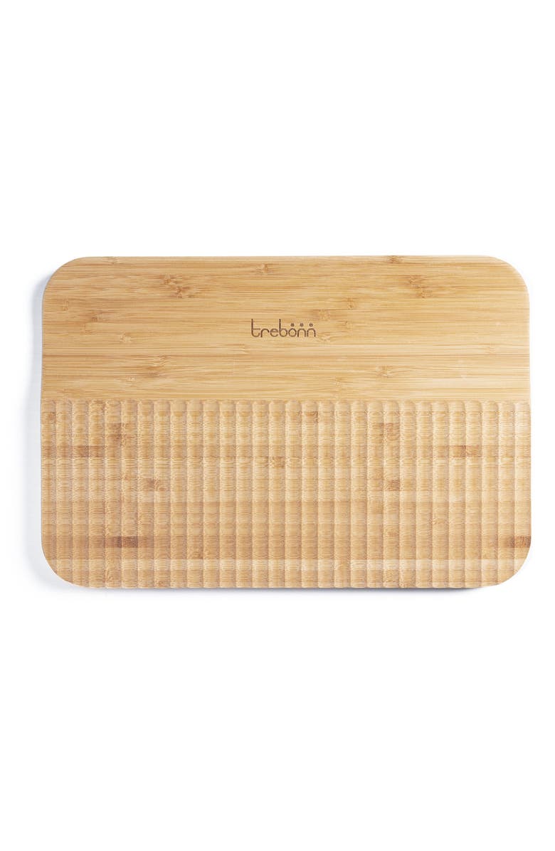 TREBONN Wave Pattern Chop & Slide Small Bamboo Chopping Board, Main, color, Blue