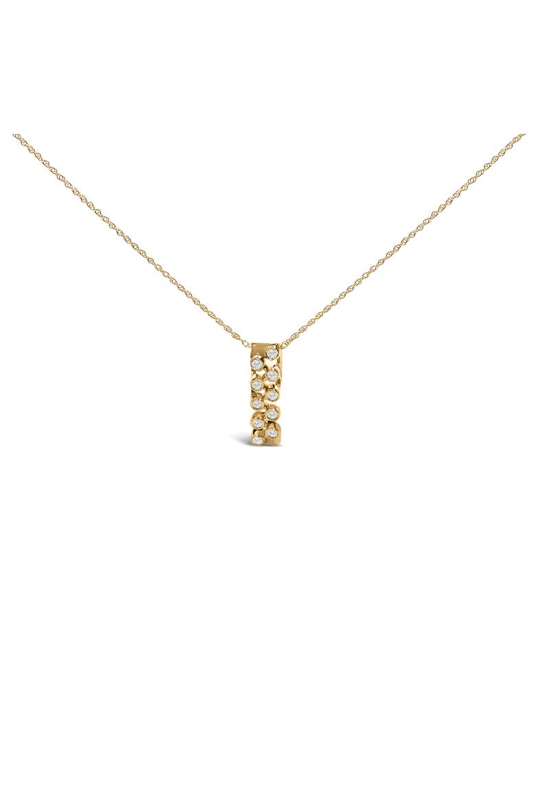 14K Yellow Gold Bezel Set 1/7 Cttw Diamond Vertical Bar Pendant Necklace, Alternate, color, Yellow Gold
