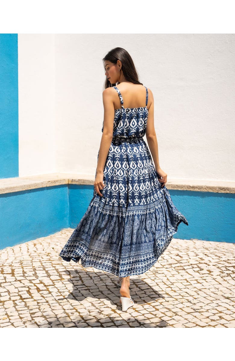 Change of Scenery Jenni Tiered Belted Smock Waist Skirt, Alternate, color, Tivara Ikat