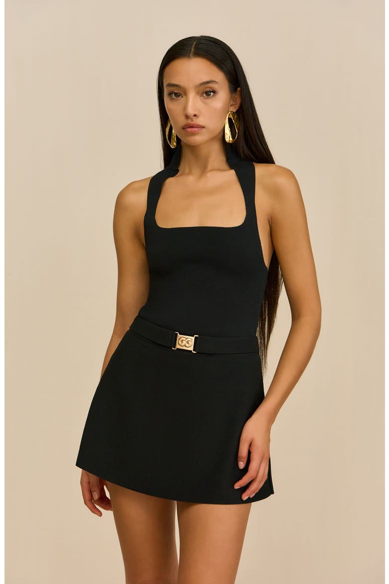 Amoret Pleated Wrap Skort, Alternate, color, BLACK