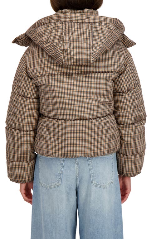 Sebby Short Hooded Puffer Jacket In Brown