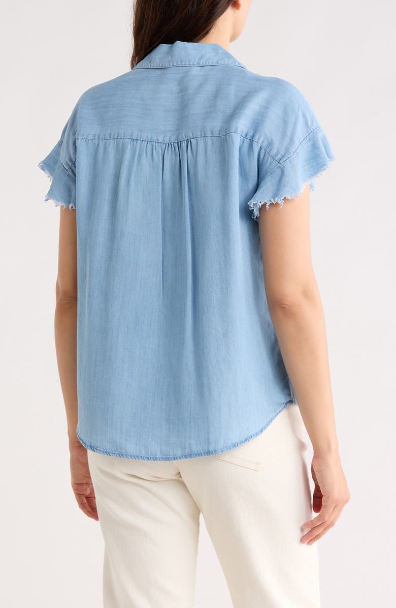 Trove New York The Fray Denim Top, Alternate, color, Light Wash