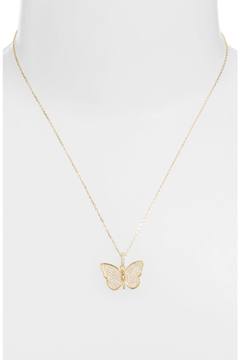 Pavé Butterfly Pendant Necklace, Alternate, color, GOLD/ WHITE