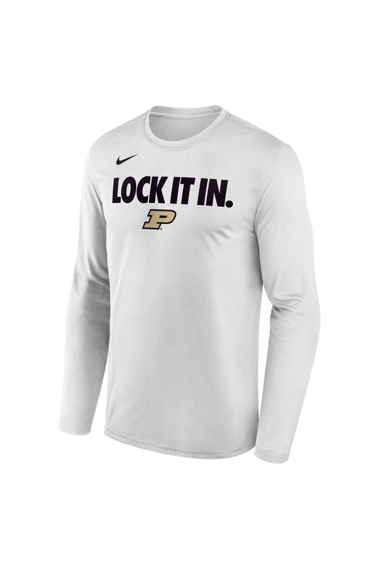 Men's Nike  White Purdue Boilermakers 2026 On-Court Bench Long Sleeve T-Shirt, Alternate, color, White