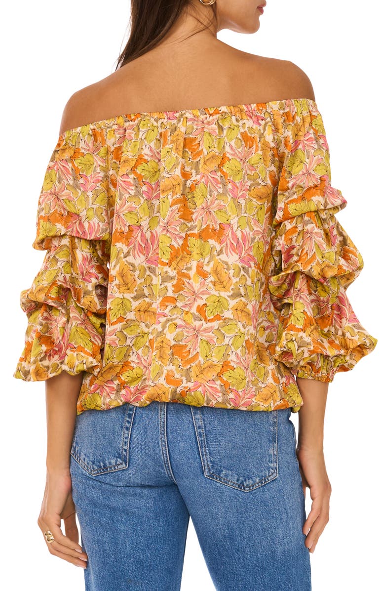 Vince Camuto Floral Off the Shoulder Bubble Sleeve Top, Alternate, color, 