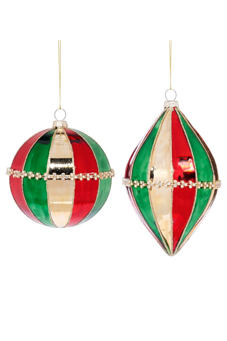 Striped Jewel Ornament, Box of 6, Main, color, Red
