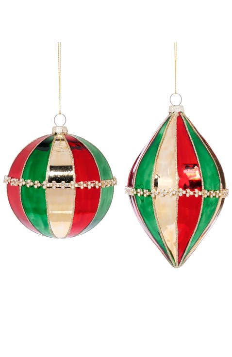 Striped Jewel Ornament, Box of 6