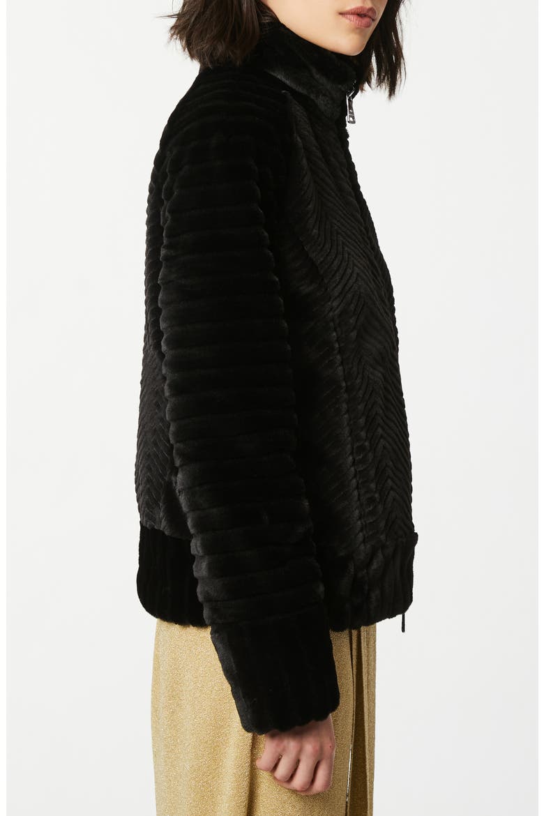 Textured Faux Fur Jacket, Alternate, color, BLACK