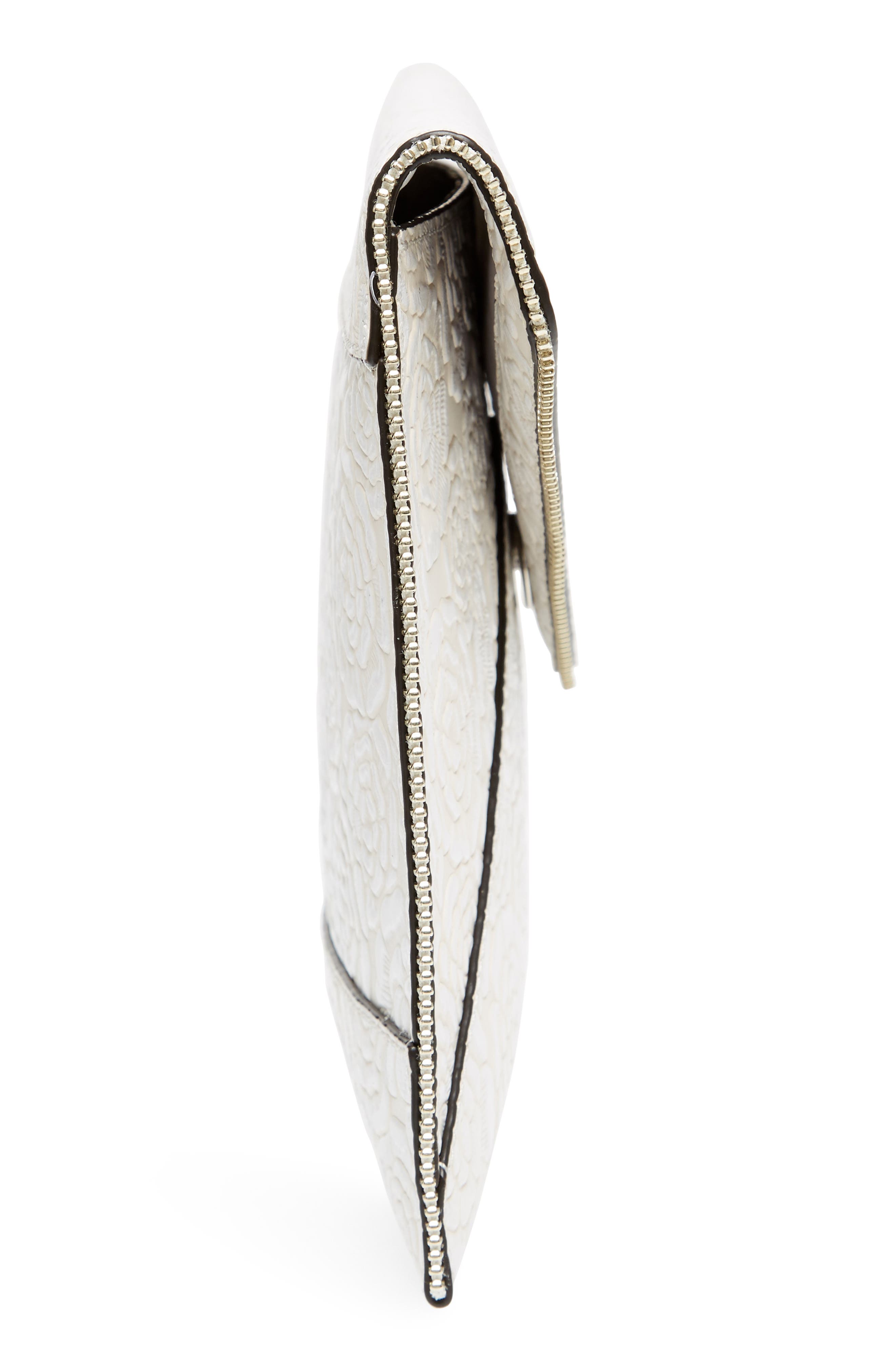 Leo Tooled Leather Clutch, Alternate, color, BIANCO