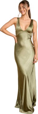 Six Stories Twist Back Satin Bridesmaid Dress