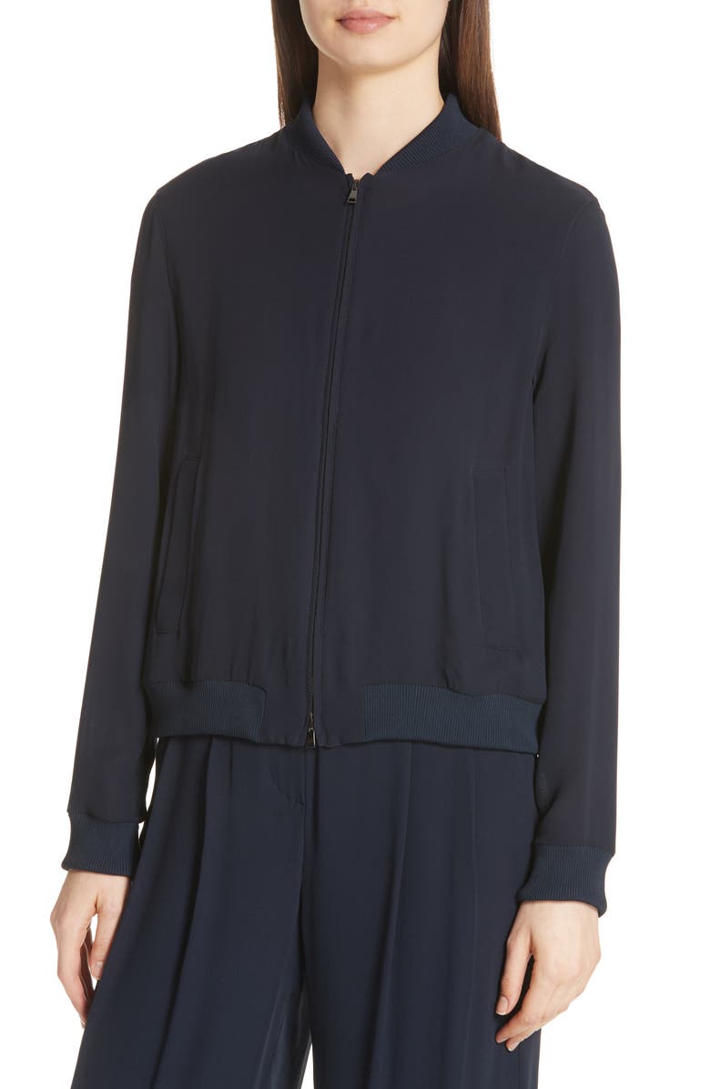 Max Mara Nervi Silk Georgette Bomber Jacket, Alternate, color, 