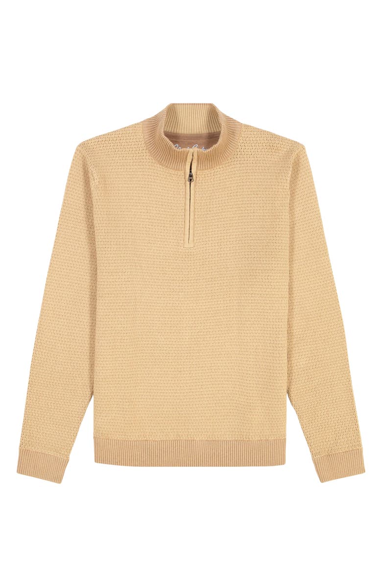 Robert Graham Walton Cotton & Silk Quarter Zip Sweater, Alternate, color, Camel