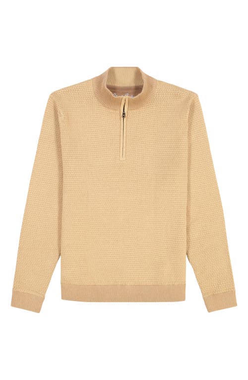 Robert Graham Walton Cotton & Silk Quarter Zip Sweater In Brown