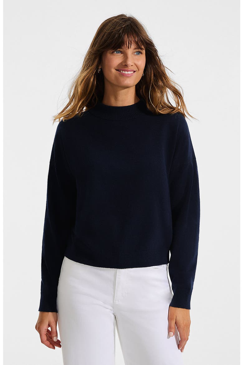 CashTouch Drop Shoulder Mock Neck Sweater, Main, color, Navy Heather
