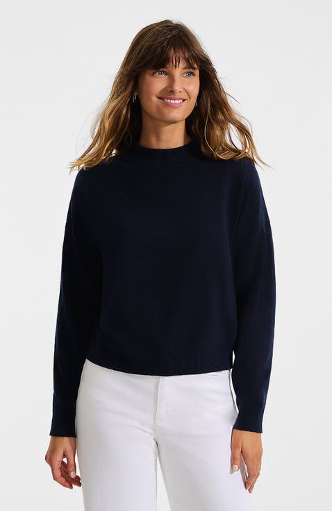 CashTouch Drop Shoulder Mock Neck Sweater