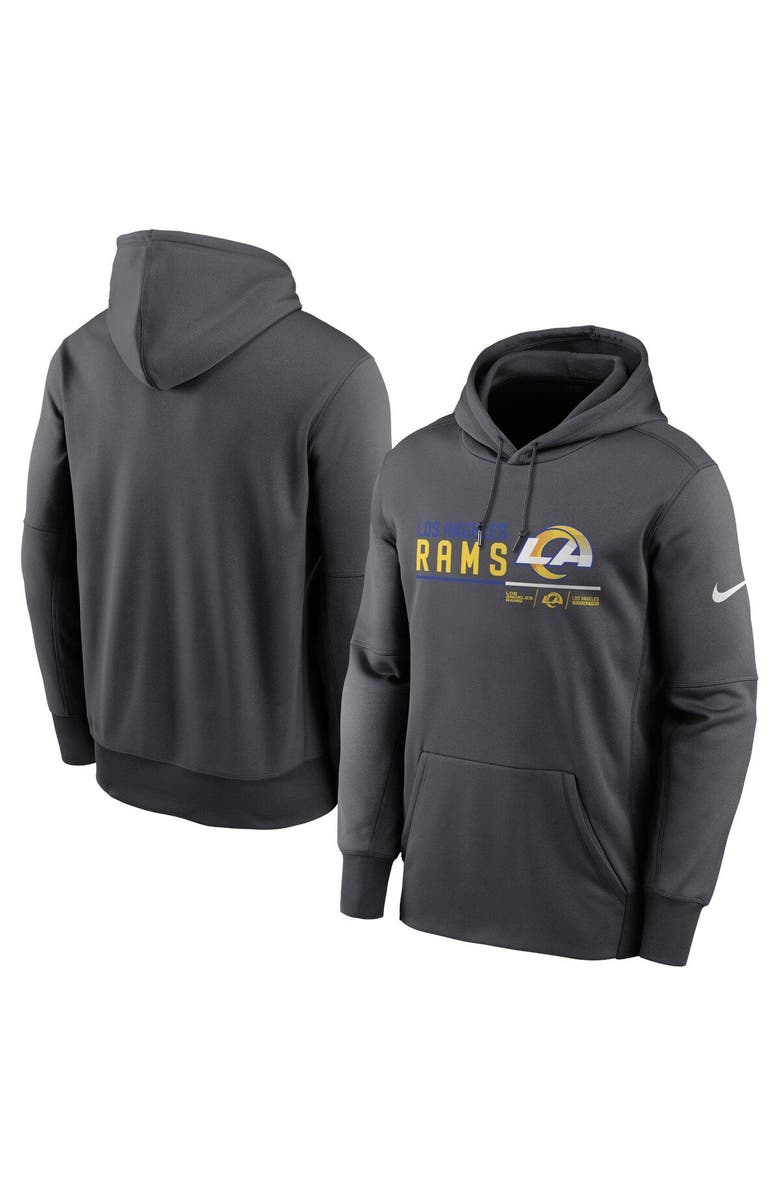 Nike Men's Nike Anthracite Los Angeles Rams Prime Logo Name Split Pullover Hoodie, Main, color,