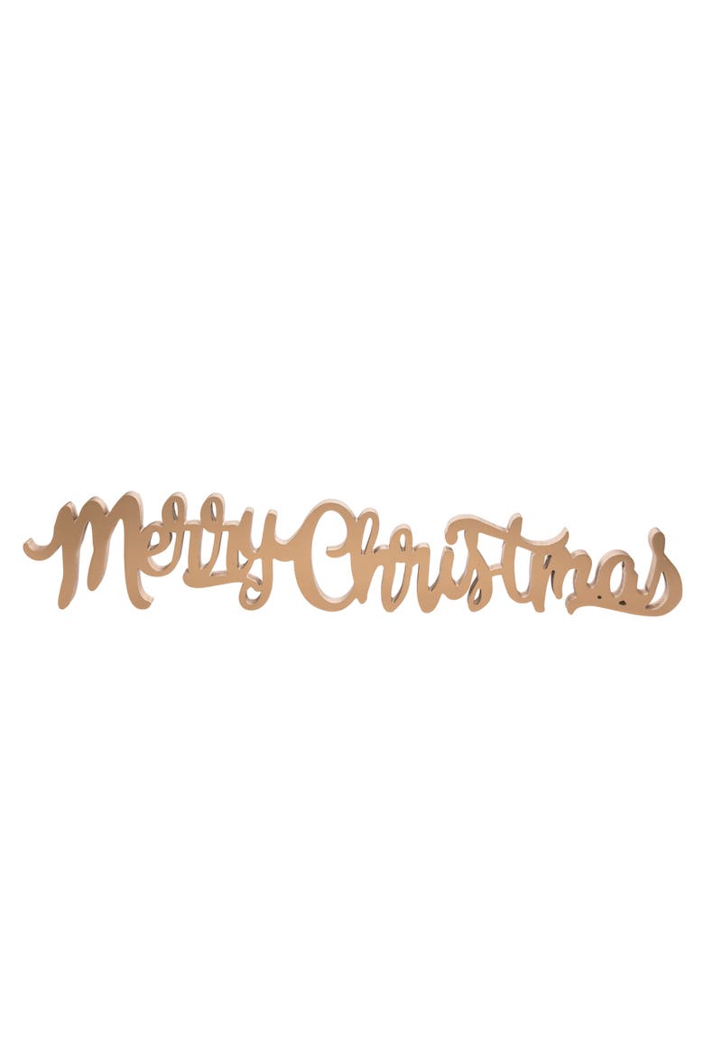 Gold Merry Christmas Decor MDF Decorative Sculpture Festive Accent, Main, color, Gold
