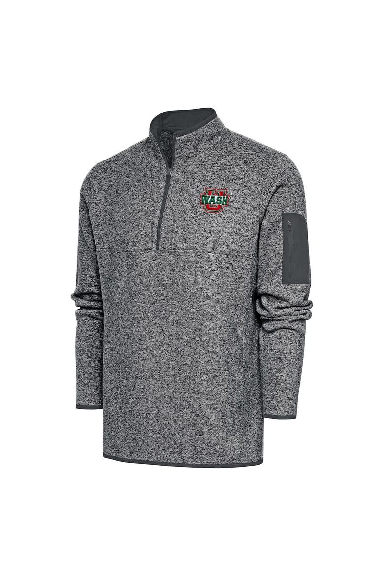 Men's Antigua  Heather Charcoal Washington-St. Louis  Fortune Quarter-Zip Pullover Jacket, Alternate, color, Heather Charcoal