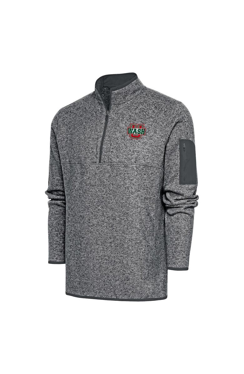 ANTIGUA Men's Antigua  Heather Charcoal Washington-St. Louis  Fortune Quarter-Zip Pullover Jacket, Alternate, color, 