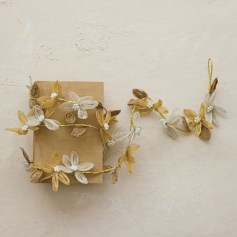 Handblown Glass Blooms Garland with Iron Wire
