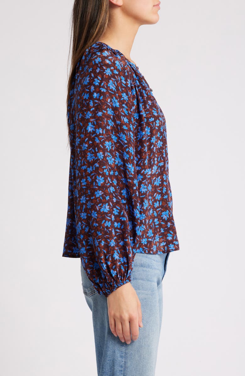 Rails Indi Floral Cotton Balloon Sleeve Top, Alternate, color, Russet Camellia