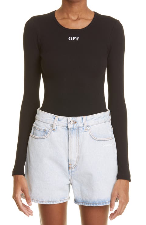 Logo Stamp Rib Stretch Organic Cotton Bodysuit