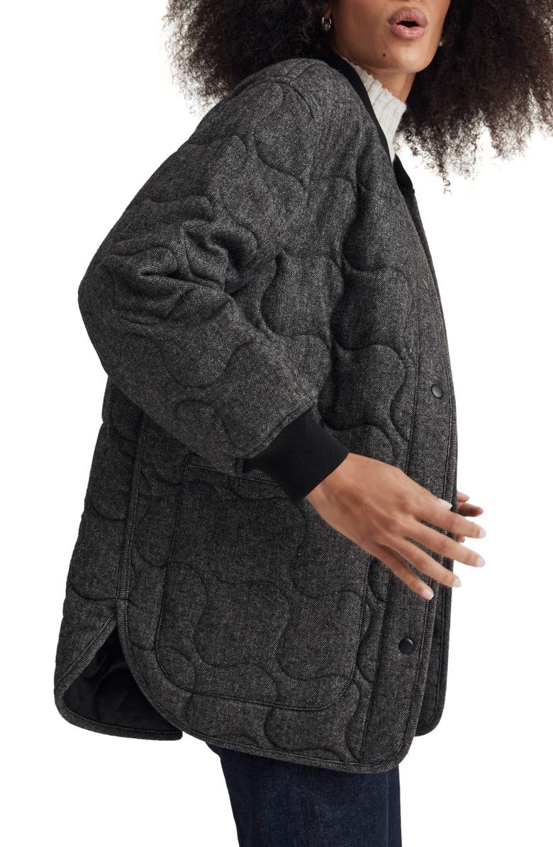 Madewell Quilted Oversize Wool Blend Bomber Jacket, Alternate, color,